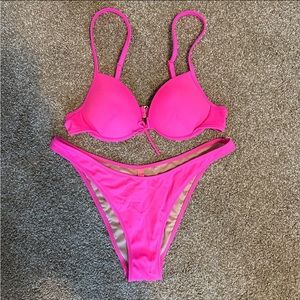 Victoria secret push-up bikini top and high-leg bikini bottoms